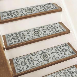 BEQHAUSE Stair Treads for Wooden Steps Non-Slip Machine Washable Carpet Stair Treads 8"X30" Soft Indoor Stair Runner for Kids Elders and Pets, 100% Polyester, TPE Backing, 15pcs, Grey