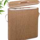 Bamboo Toilet Paper Storage Basket with Lid & Handle