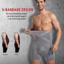 Mens Shapewear Tummy Control Boxer Briefs Compression Shorts Slimming Body Shaper, High-waisted, Long-Legs (Gray, L)