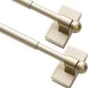 Turquoize 2 Pack Magnetic Curtain Rods for Metal Doors 1/2" Multi-Use Versatile Adjustable Appliance Magnetic Rod Extends from 16 inch to 28 inch Magnetic Cafe Curtain Rod, Champaign Gold, 2 Pack