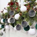 30PCS Velvet Christmas Ball Ornaments Set, 60MM/2.3Inch Shatterproof Flocked Ornaments for Christmas Tree Hanging Decorations, for Home Holiday Party Xmas Decor - White/Grey/Green.