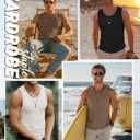 Riyiper 3 Pack Men's Waffle Knit Tank Tops Casual Sleeveless Shirts Classic Beach Tank T-Shirts Summer Loose Muscle Shirts (Black, M)