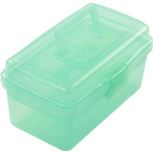 Utoolmart 10.2 Tool Box, Plastic Storage Toolbox with Removable Tray, Small Parts Hardware Organizer Art Craft Cosmetic Sewing Box Case Clear Green