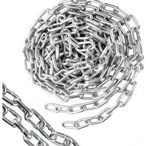 32.8ft (10m) Length Galvanized Steel Chain, 0.12 Inch(3 mm) Heavy Duty Security Chain, Stainless Steel Coil Chain Link for Hanging, Pet Chain, Fence, Garage Doors, Swing Chain, Security Lock