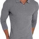 Askdeer Men's Polo Shirts Slim Fit Short Sleeve Zipper Polo T Shirt Muscle Golf Shirt Casual Classic Tee, L