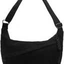 Hobo Bag for Women Men Crescent Shoulder Bag Retro Nylon Canvas Crossbody Bag Slouchy Corduroy Dumpling Bag Purse | Retro, Nylon Canvas, Slouchy, Corduroy