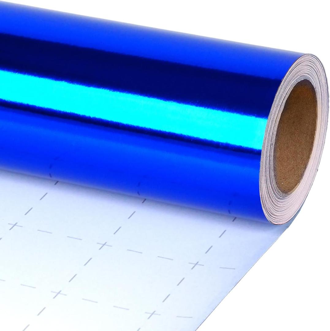 LaRibbons Blue Metallic Wrapping Paper, 30 Inch X 33 Feet (82.5sq.ft) Solid Color Paper Roll, Gift Wrapping Paper Rolls for Wedding, Birthday, Baby Shower