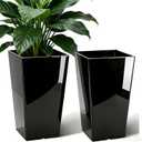 QCQHDU 21 inch Large Tall Taper Planters for Indoor & Outdoor Plants, 2 Pack Durable Plant-Flower-Tree Pots for Front Porch Patio Living Room Home Garden Decor, 12"W x 21"H