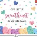 2 x MEHOFOND 7x5ft Baby Shower Backdrop - Valentines Baby Shower Decoration Banner - Our Little Sweetheart is On The Way - Sweethearts Candy Conversation Hearts Photography Background