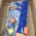 Nerf Dog Large Size Tennis Ball Blaster Dog Toy, Great for Fetch, Hands-Free Reload, Launches up to 50 ft, Single Unit, 20in Blaster with 3 Balls in Mesh Bag, Blue/Orange, Blue, Green and Orange