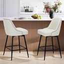 Colamy Bar Stools Set of 2, 26.18" Counter Height Swivel Stools with Thick Padded Seat, Adjustable Footrest & 360° Rotation, Soft Fabric Upholstery for Kitchen Island/Home Bar/Cafe, Beige