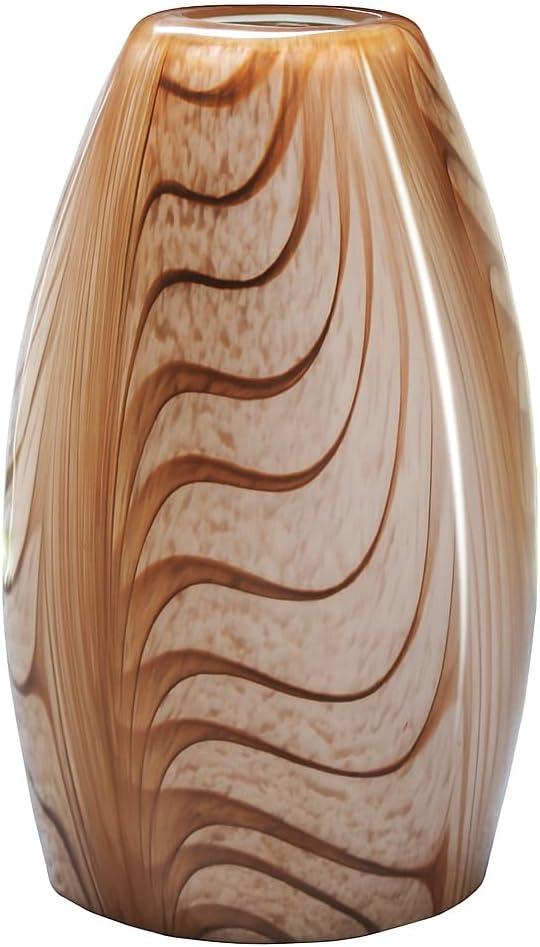 karyfine Oval Glass Pendant Lamp Shade Only Art Glass Light Covers for Kitchen Island Pendant Light Fixtures Replacement Shade for Mini Pendant Light (Brown Stripes)