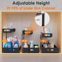 HBL' 2-Pack Large Metal Under Sink Organizer, 2-Tier Slide-Out Under the Kitchen Sink Organizer and Storage,Height Adjustable Under Sink Storage Shelves for Bathroom.