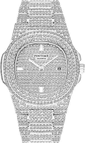Luxury Unisex Crystal Diamond Watches Big Face Women's Men's Quartz Watch Gold Silver Rose Gold Stainless Steel Bracelet Band