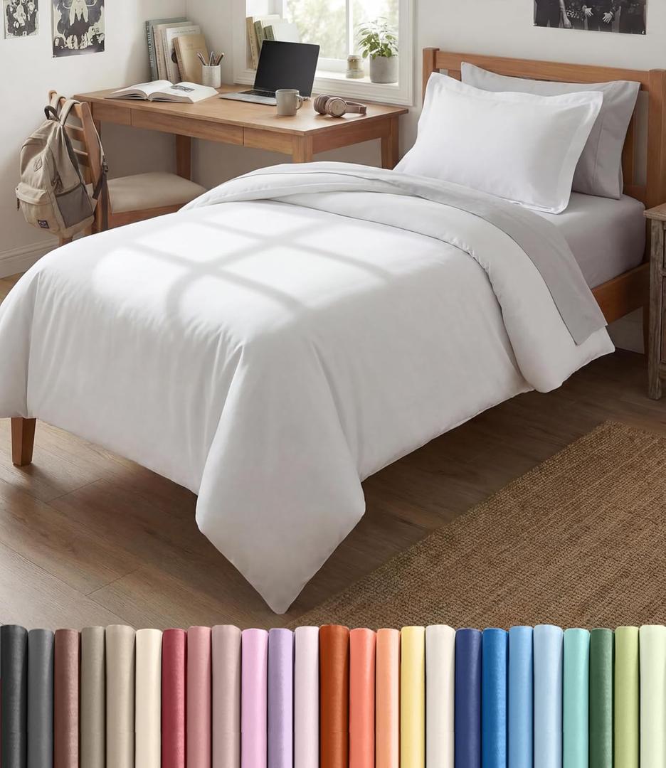 Duvet Cover Twin/Twin XL Size Set - Extra Soft Twin/Twin XL Duvet Cover 68" x 90" with 1 Pillow Sham - Hotel Luxury, Easy Care, Fade Free w/ Zipper Closures & Ties - Comfy, Cozy & Breathable (White)