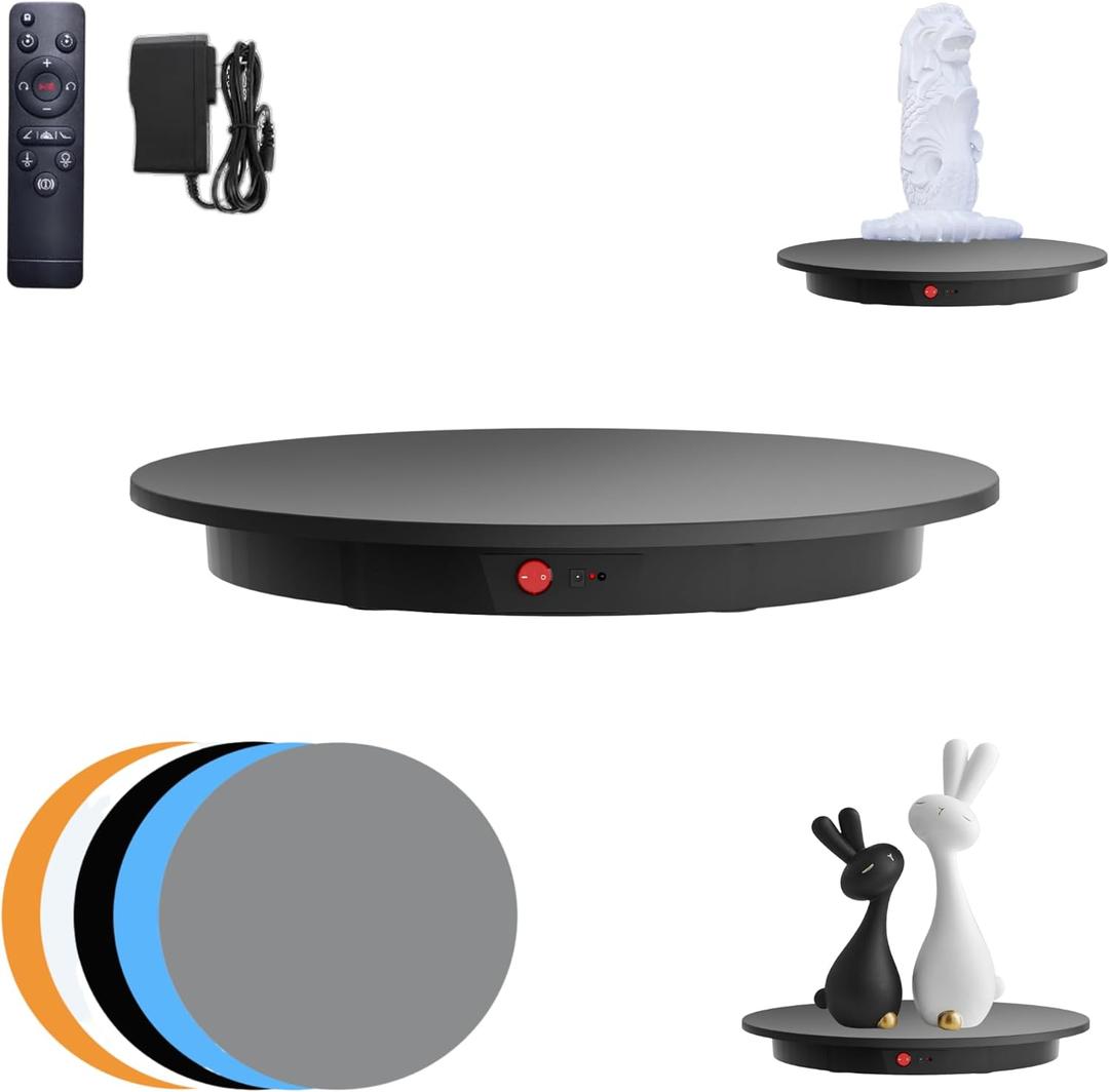 JAYEGT Motorized Rotating Display Stand, 350Lbs Load360 Degree Electric Rotating Potography Turntable for Products DisplayLive Show Remote Control +5 Colors Backgrounds (Black/16.5inch /Wired)