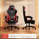 GTPLAYER Gaming Chair, High Back Leather Computer Gaming Chair with Footrest, Ergonomic Height Adjustable Office Chair with Removable Cover and Lumbar Support for Gaming and Work (Red)