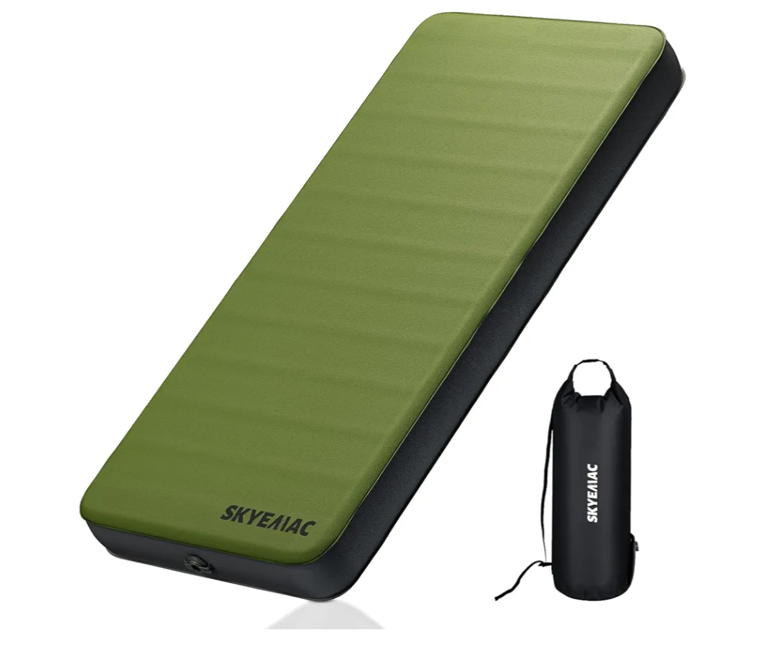 4" Thick Self Inflating Sleeping Pad with 13R Memory Foam, 78" x 29" Camping Mattress with Pump Sack, Portable Roll Up Bed, Inflatable Outdoor Mat for Rooftop Tent Car Truck Van, 4 Season