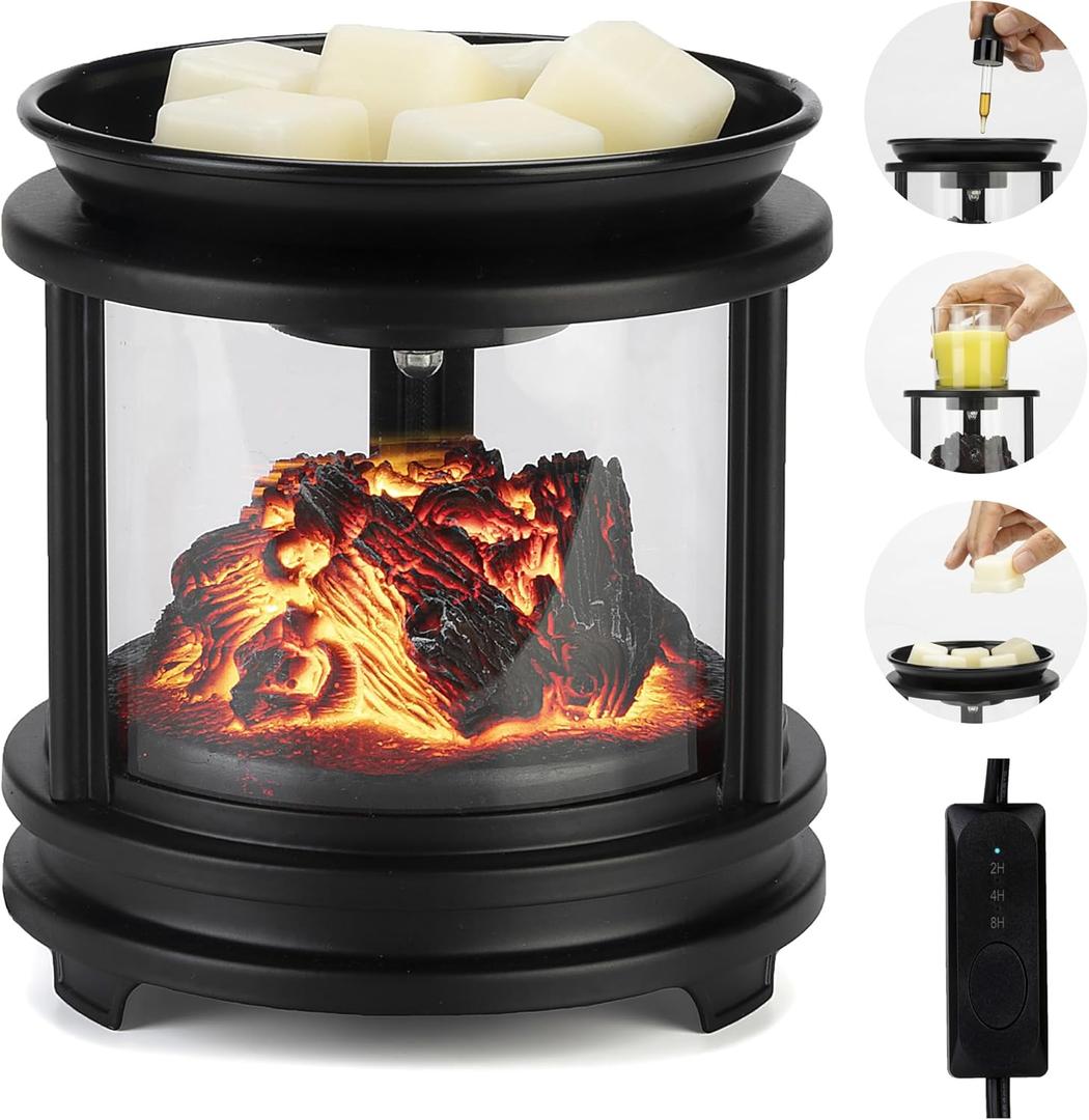 MOAFINA Wax Melt Warmer with Timer,Campfire Wax Warmer,4-in-1 Oil Burner Electric Candle Wax Warmer,Wax Warmer for Scented Wax Melts,Wax Melter Fragrance Warmer for Home Office Bedroom Gifts & Decor (Black)