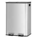 GarveeHome 2 x 8 Gallon Stainless Steel Double Trash Can with Lid for Kitchen, Large Dual Trash and Recycle Bin Combo, Step-on Kitchen Metal Garbage Cans, PP Inner Buckets, Liner Rim, Silver