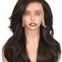 FAVE Synthetic Lace Front Wig 136 Brown Lace Front Wig 18 Inches Glueless Layered Lace Wig Pre-Plucked Hairline Futura Synthetic Wig for Women Daily Use Layered Hair with Butterfly Cut