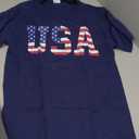 USA American Flag Patriotic Red White Blue Stars & Stripes T-Shirt, Large, Navy Blue 