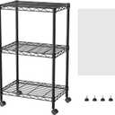 SINGAYE 3 Small Shelves Storage Shelf Wire Shelving Unit Metal Shelf Adjustable Organizers Storage Shelving with Wheels for Bathroom Laundry Room Kitchen Pantry12D x 18W x 30.5H Black (3-Black 12"D X 18"W X 30.5"H, Black)