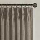 Extra Short 45 Inch Dark Flax Light Filtering Kitchen Curtains 2 Panels Set, Memory Trained Pinch Pleated Farmhouse Mini Windows Drapes Linen Semi Sheer 40 x 45 Inches Length Curtain for Basement