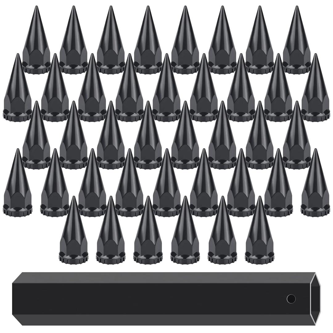 Spike Lug Nut Covers, Screw On 33mm x 4 3/4" Thread On Spike Lug Nut Covers, Plastic Pointed Screw-on Lug Nuts Cover for Semi Trucks (Pack 40pcs)