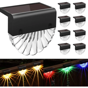 Solar Deck Lights Outdoor - 8 Pack Solar Step Light CIYOYO Waterproof Fence Lights for Patio Stairs Post Pathway Porch Driveway Yard Garden Decor, Warm White/LED Color Glow Lighting