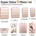 Veken 9/11 Set Compression Packing Cubes for Travel Essentials,Compressible Expandable Large Luggage Suitcase Organizer Bags for Clothing,Durable Space Saver Storage Bags with Toiletry Bags(Beige)