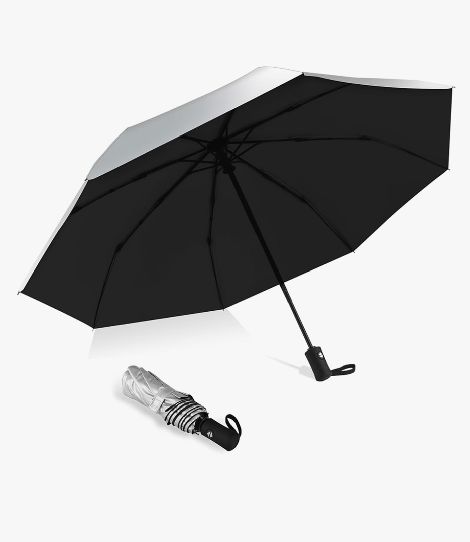 42 inch UPF 50+ Sun Umbrella UV Protection UV Umbrella Parasol Umbrellas Travel Compact for Rain Sun Waterproof And Wind Resistant Sun Blocking Umbrellas Auto Open Close With Black Case