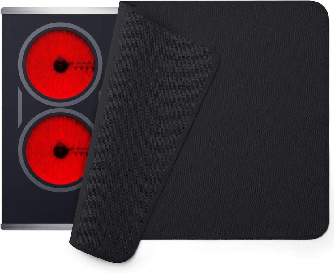 FLASLD Fireproof and Waterproof Stove Top Covers, 2129.5 inch Electric Stove Cover Mat, Glass Top Stove Cover - Ceramic Glass Cooktop Protector - Flat Top Oven Cover, Black Without Logo (Black No Logo)