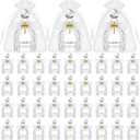 Newtay Holy Water Bottles Catholic Bulk Glass Baptism Favors for Guests Christian Water Container with Cross Organza Bags Bow for Holy Communion Gifts Church Wedding Baptism(White,48 Set)