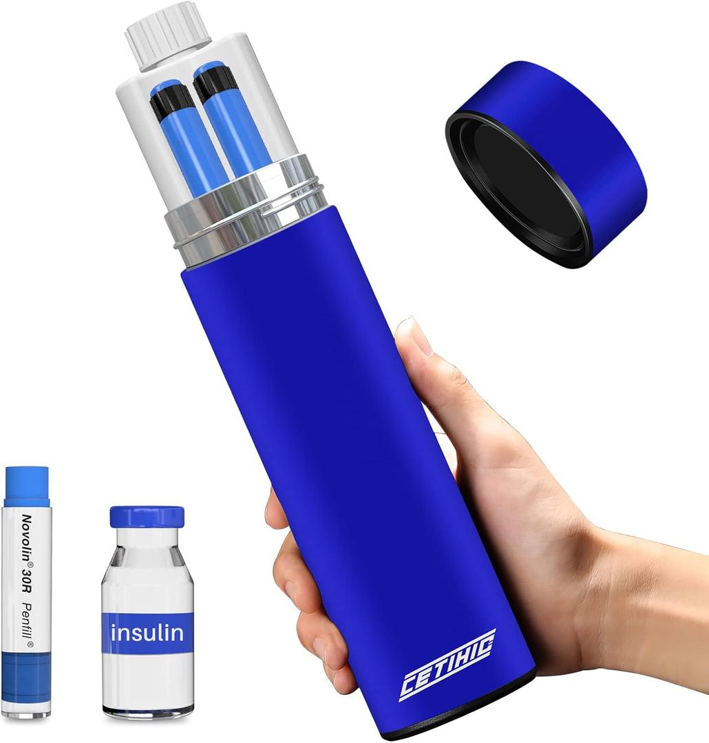 48H Insulin Pens Cooler Travel Case TSA Approved Diabetic Medicine Travel Cooler, Portable Insulin Medical Cooler - Bright Blue