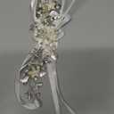 SWEETV Flower Girl Headpiece Silver Princess Wedding Headband -Baby Girls Flower Pearl Hair Accessories for Birthday Party, Photography