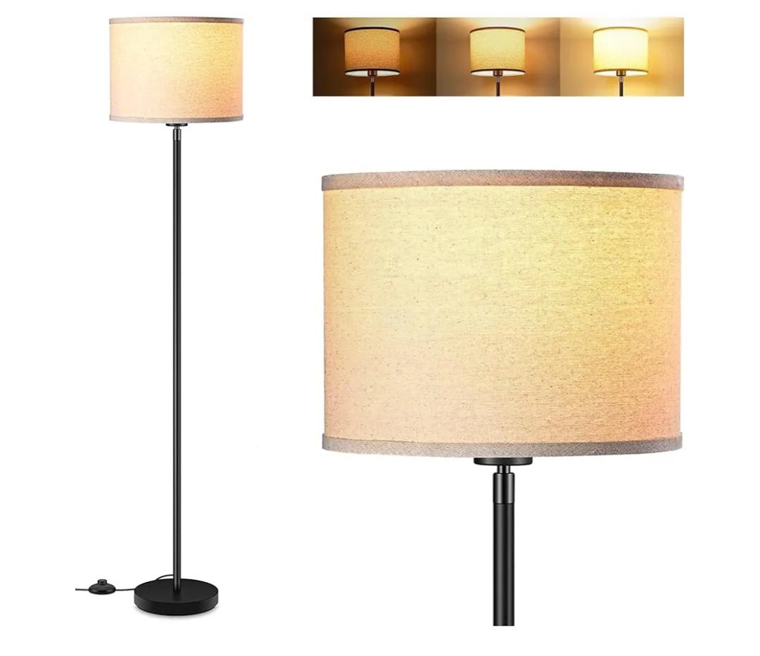 Modern Floor Lamps for Living Room Bedroom, Small Standing Lamp with Lampshade, Simple 58" Tall Lamp, Foot Pedal Switch, Black Floor Lamp for Office/Classroom/Kids Room (Bulbs Not Including)