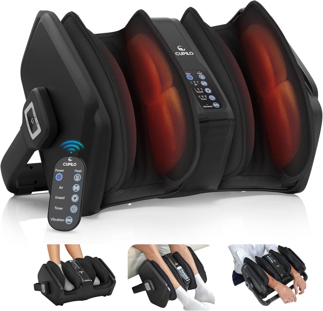 Foot Massager with Heat, FSA Eligible HSA Shiatsu Foot Calf Massager with Remote, Multi-Level Compression Deep Kneading Feet Massage Machine for Neuropathy, Plantar Fasciitis, Circulation