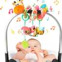 Jollybaby Crib Stroller Car Seat Toys for Baby 0-3-6-9-12 Months, Tummy Time Hanging Sensory Toys for Newborn with Music Box and Teether, Spiral Carseat Toy for Infant Boys Girls Gifts (Yellow)