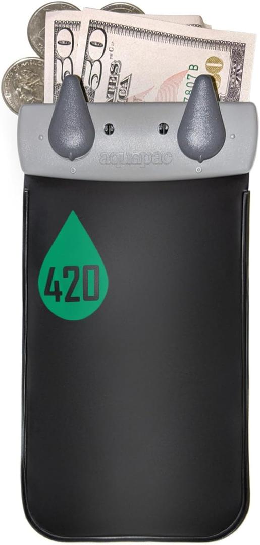 Aquapac Waterproof Phone Case - Black Plastic or Rubber Case for Cellular Phone - Waterproof Case for Music Theme - Whanganui Model (small 5" deep x 3.2' wide, Dark Grey)