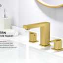 KENES Brushed Gold Widespread Bathroom Faucet 3 Hole Bathroom Sink Faucet Gold Two Handle, 8-Inch 3 Pieces Bathroom Vanity Faucet with Pop Up Drain & Supply Lines, KE-9050-4-P