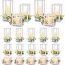 Hushee 15 Set 45 Pcs Wooden Wedding Lantern Centerpiece Wooden Candle Lantern Set Rustic Holder for Wedding Table Decoration Farmhouse for Christmas Party (White)