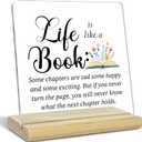 Reading Room Decor Acrylic Sign,Life is Like a Book,Book Lover Gifts for Coworker Sister Girl Friends