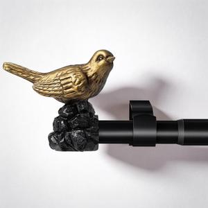 Decorative Black Curtain Rod 18 to 45 Inches Adjustable Drapery Rod with Bird Finials Heavy Duty Curtain Rods for Windows Living Room Kitchen