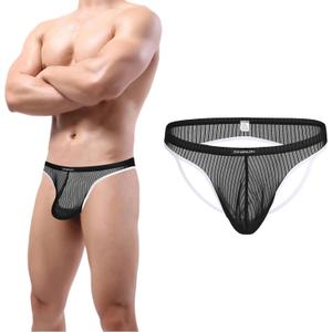 SUMABA Mens Sheer Bulge Enhancing Jockstrap Briefs See Through Flex Thongs Underwear Pack, Medium