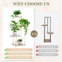 4 Tier White Metal Wooden Tall Plant Stand Indoor Shelf Flower Pot Holder for Multiple Plants, Corner Display Rack for Living Room Balcony Patio Garden