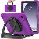 Case for Galaxy Tab A9 Plus 11" 2023 (SM-X210/ X215/ X216), Heavy Duty Protective Case with 360 Degree Swivel Stand&Hand Strap&Shoulder Strap (Purple)