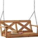 Backyard Discovery 55" Cedar Wood Farmhouse Outdoor Porch Swing Bench with Two-Person Seating, Durable Hanging Chains, Water-Resistant, Heavy-Duty 600 Lbs Weight Capacity for Patio, Deck, Garden