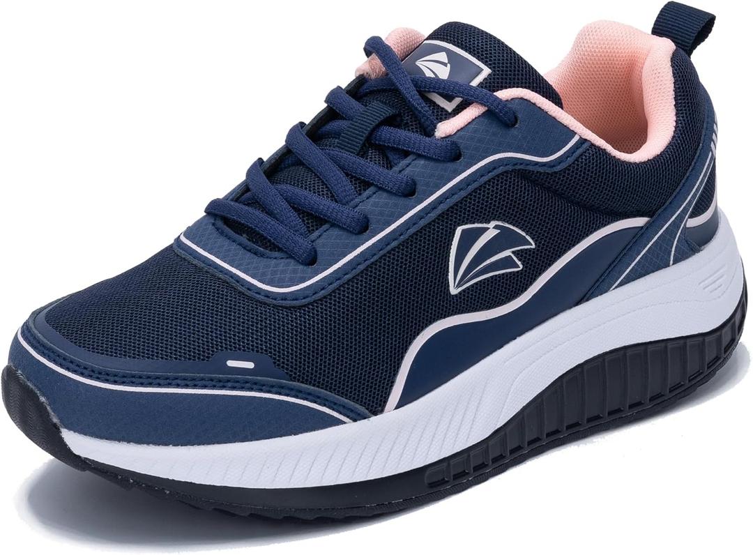 IIV Womens Walking Shoes for Plantar Fasciitis, Arch Support Athletic Tennis Sneakers Orthotic Comfortable Shoes for Standing All Day US (8.5 Wide, Navypink)