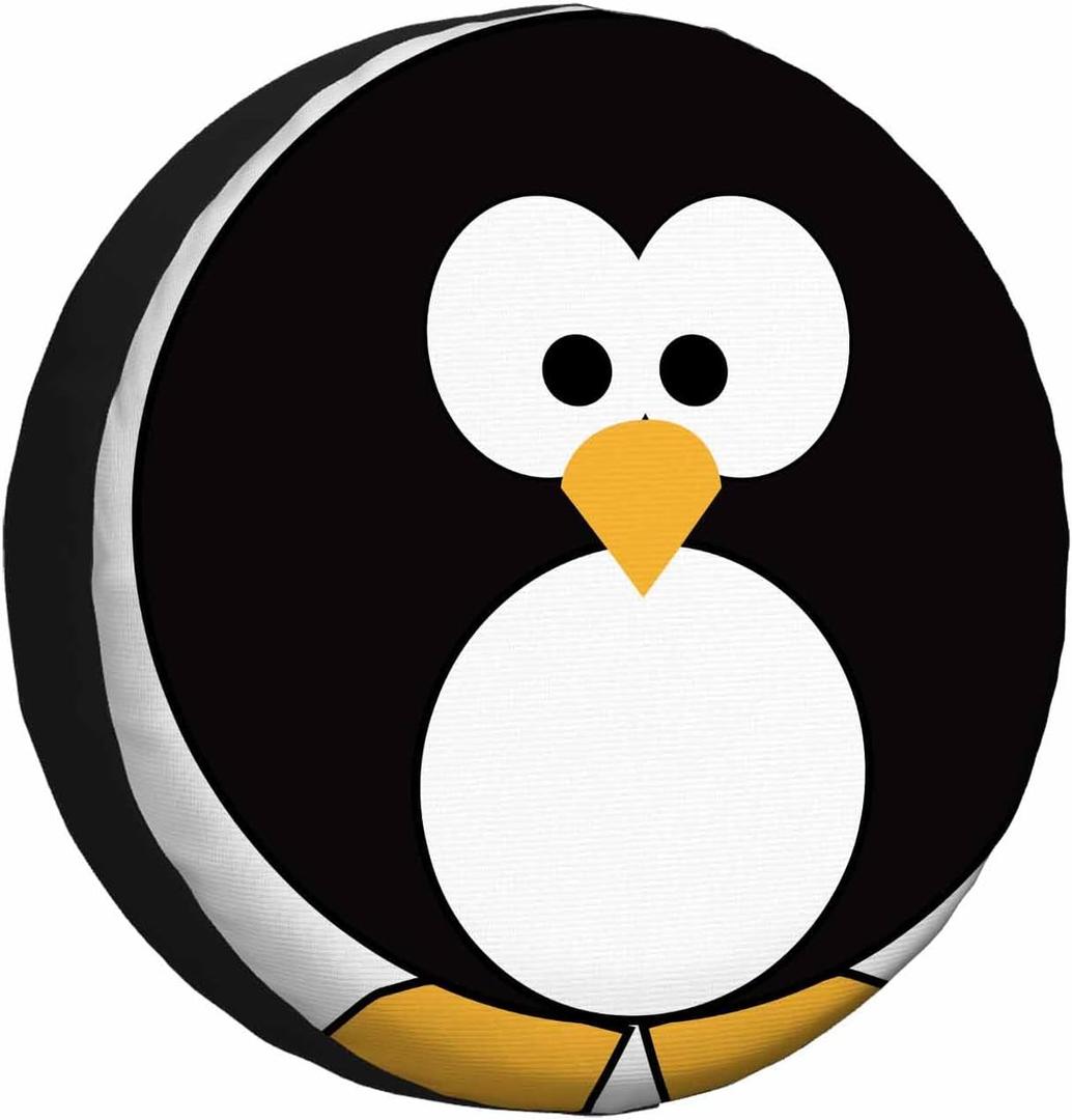 Cartoon Penguin Spare Tire Cover Simple and Cool Penguin Pattern Print Weatherproof Universal Wheel Protectors Camper Tire Covers for Trailer Rv Travel(17 inch)